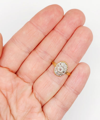 Bague 52 Bague marquise antique or jaune diamant taillés en roses 58 Facettes A05051