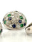 Bague 50 Bague et boucles d’oreilles en platine , diamants , saphirs , émeraudes 58 Facettes