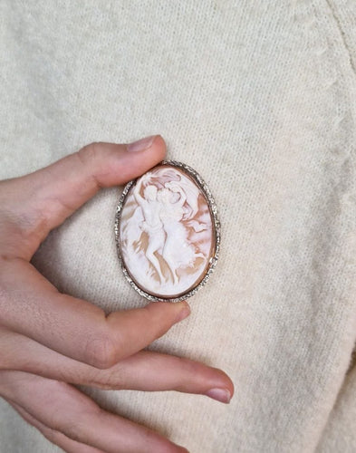 Pendentif Broche / pendentif ancienne camée or jaune et blanc 58 Facettes