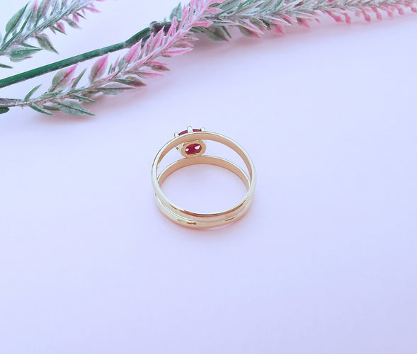 Bague 57.5 Bague Rubis en solitaire Or Jaune 58 Facettes AA 1642