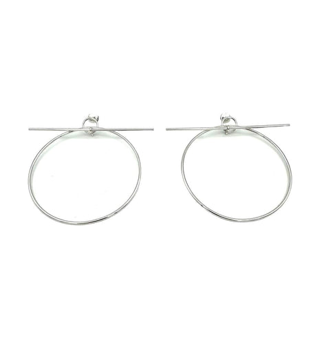 HERMES. Collection "Loop", boucles d'oreilles argent GM 58 Facettes