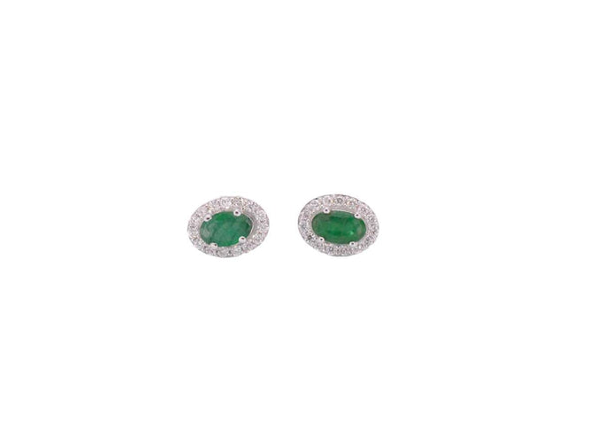 Boucles d'oreilles Boucles d'oreilles en or blanc avec diamants et émeraude 58 Facettes 2015