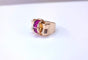 Tank ring set with baguette rubies in 18k rose gold 