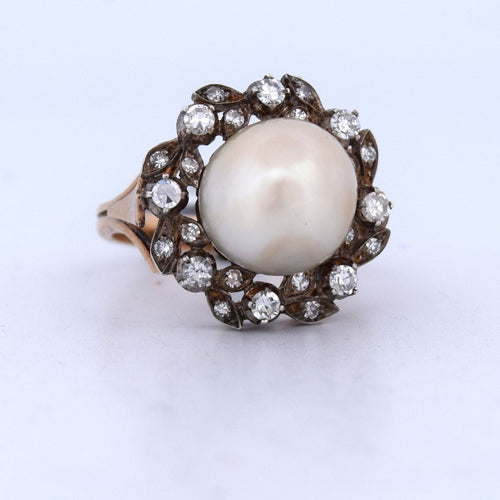 Bague 53 Bague victorienne antique en perles et diamants 58 Facettes