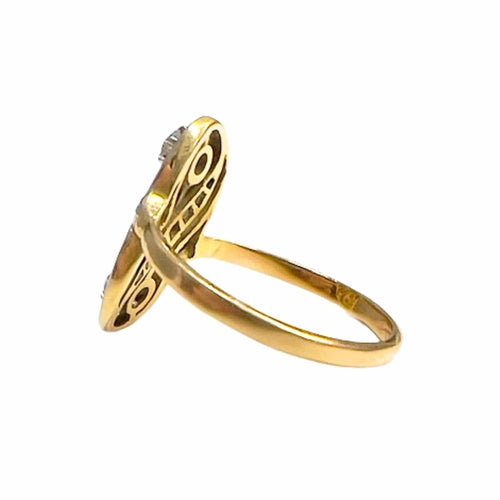 Bague 52 Bague design Art Déco en or et platine avec diamants 58 Facettes Q32B