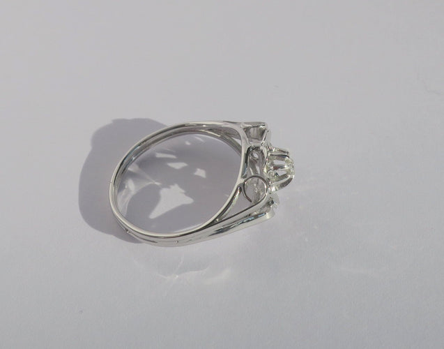 Bague 53 Bague 1950 Diamant Or blanc 58 Facettes