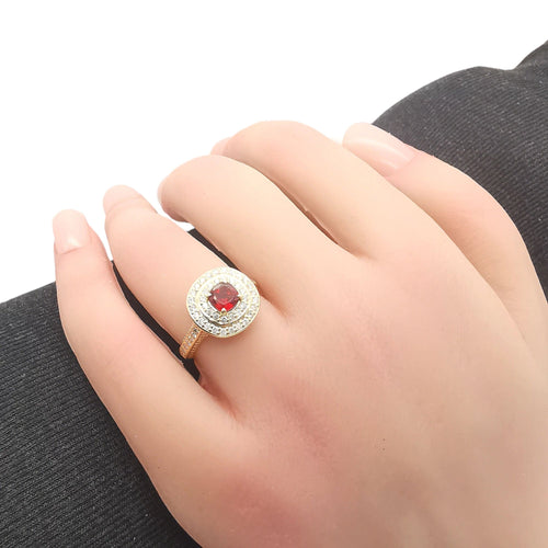 Bague 52 Bague GLAMIRA or jaune, grenat, diamants 58 Facettes