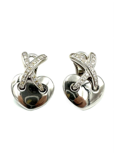 Boucles d'oreilles CHAUMET. Collection "Liens", boucles d'oreilles or blanc 18K et diamants 58 Facettes