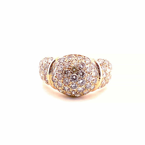Bague 56 Bague dôme en or jaune 18 carats sertie de diamants 58 Facettes