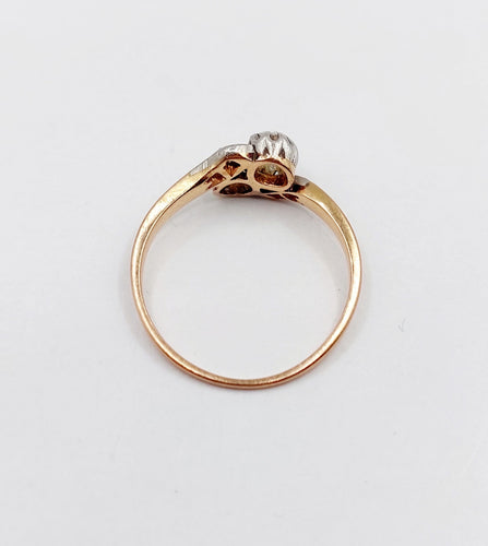 Bague toi et moi or rose, diamants taille ancienne (circa 1900) 58 Facettes A06235