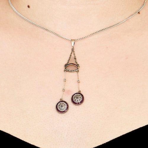 Collier Collier négligé or jaune et blanc, rubis et diamants 58 Facettes CHAT1194