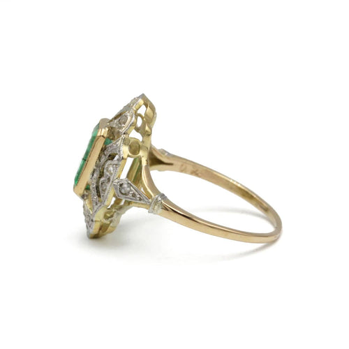 Bague 54 Bague or jaune 750 diamants et émeraude 58 Facettes 1302