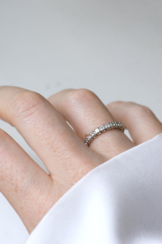 Bague 51.5 Alliance Tour Complet or blanc, diamants 1,00 Ct 58 Facettes