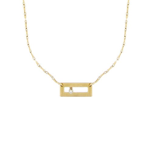 Collier Collier en or jaune avec pendentif rectangulaire et diamant 58 Facettes 38422