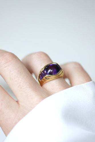 Bague 49 Bague à gaudrons Or Jaune, Améthyste 58 Facettes
