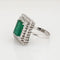 Bague Bague de cocktail carrée en or blanc 18 carats, taille 7,5, émeraude et diamants, style vintage, bijoux raffinés 58 Facettes G13724