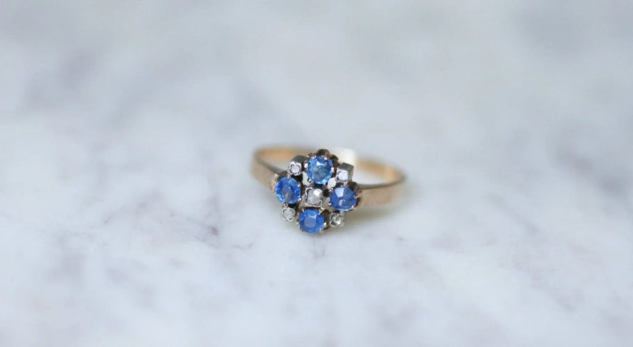 Bague Bague ancienne saphirs et diamants sur or rose 58 Facettes