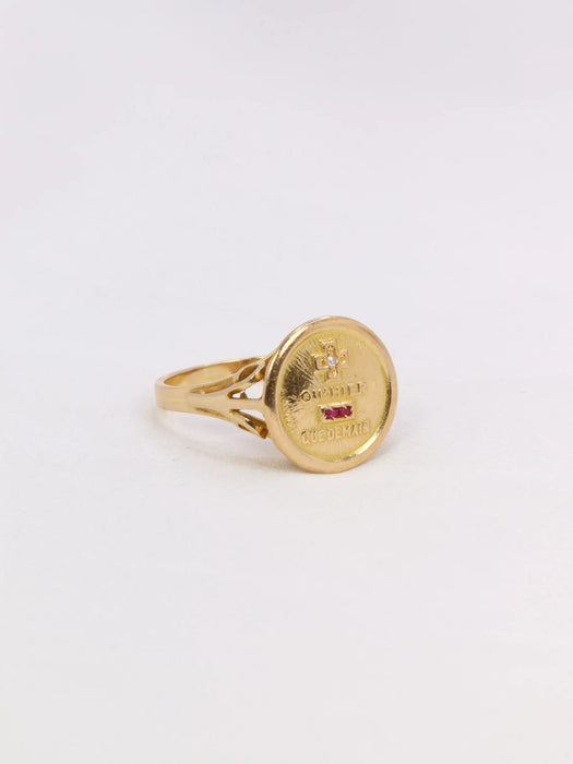 AUGIS - Love ring More than yesterday less than tomorrow yellow gold diamond ruby