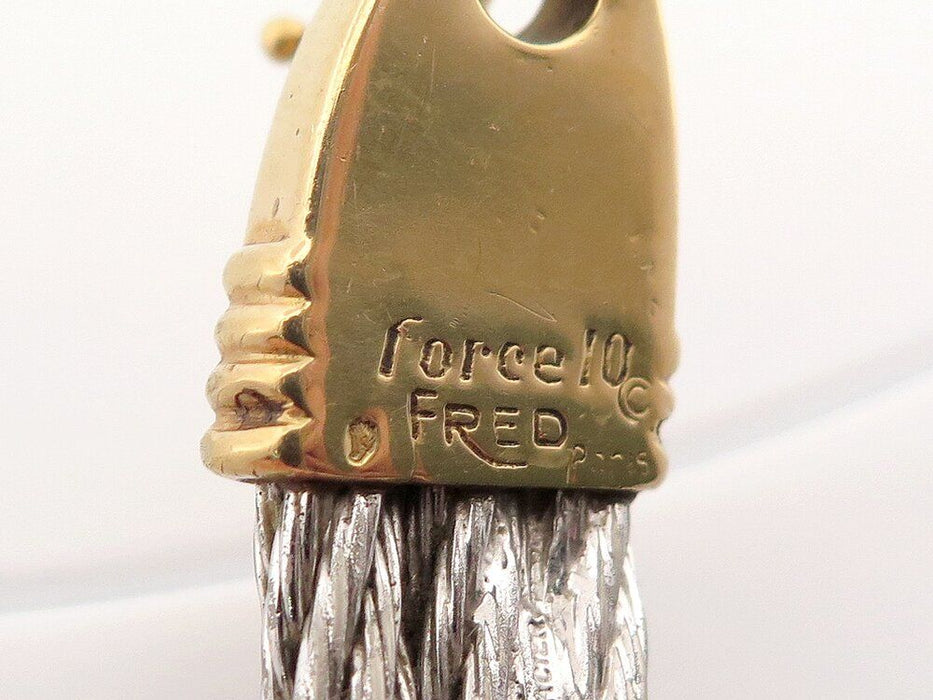 braccialetto d'epoca FRED cavo forza 10 24 cm acciaio e oro giallo