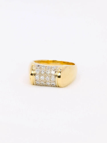 Bague 54.5 Bague chevalière or jaune diamants 0,4 ct 58 Facettes J373