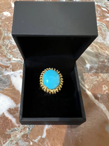Bague 52 Bague Oursin Vintage cabochon turquoise 58 Facettes B337