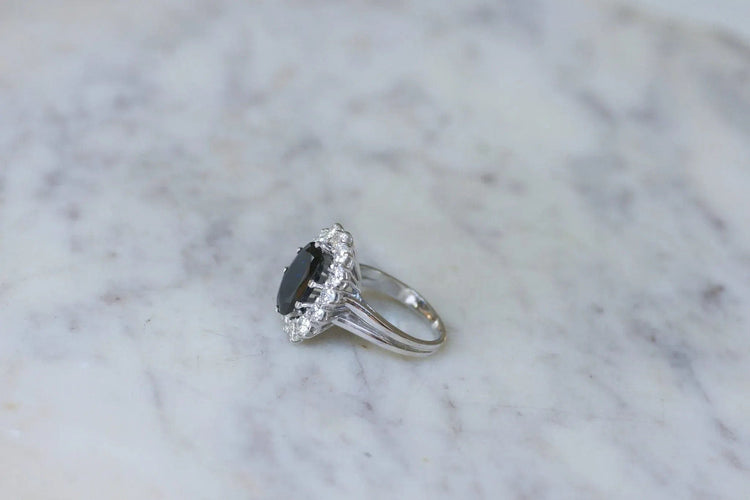 Bague Bague marguerite or blanc saphir et diamants 58 Facettes