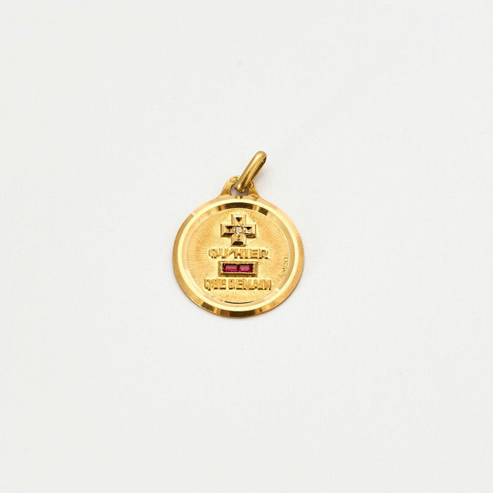 Pendentif AUGIS - Médaille d'amour or jaune diamant et rubis 58 Facettes