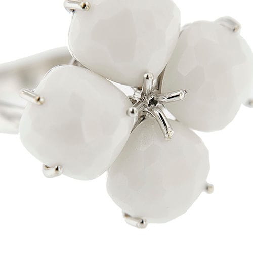 Blomster-ring med hvid onyx 