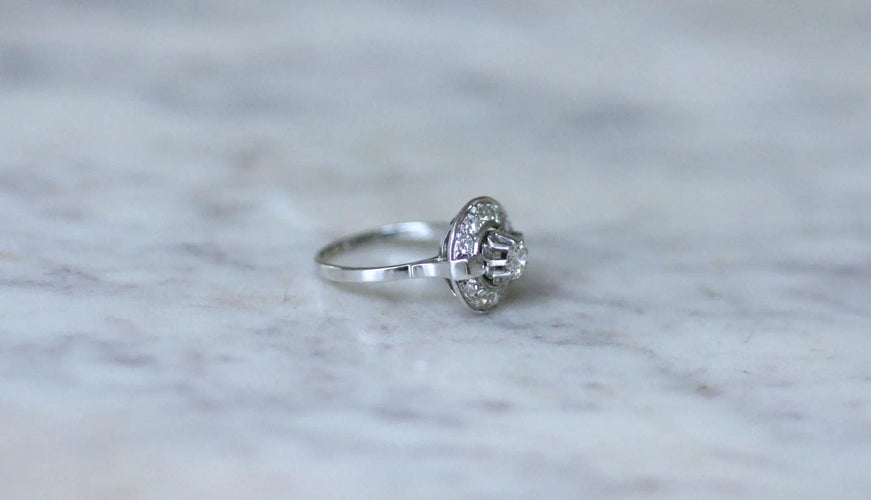 Bague 55.5 Bague Cible Art Déco Or Blanc Platine Diamant 58 Facettes
