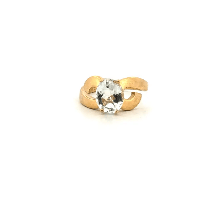 Solitaire yellow gold and white tourmaline