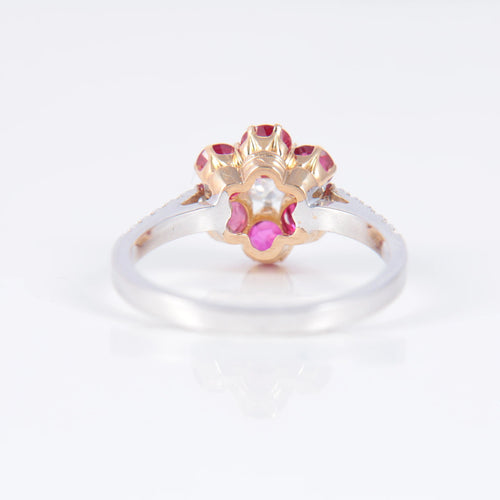 Bague 51 Bague Marguerite Rubis Diamants 58 Facettes AB124