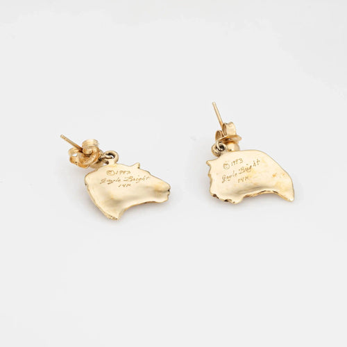 Boucles d'oreilles Gayle Bright Jaguar Bust Earrings Vintage Gold 58 Facettes G13447