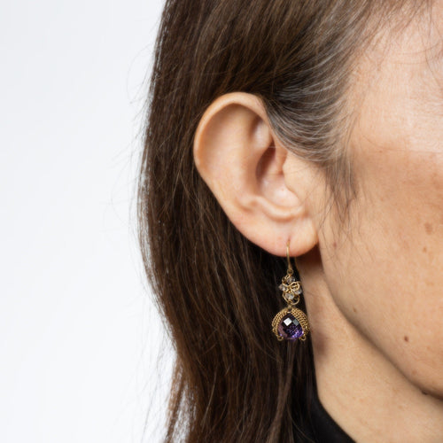 Boucles d'oreilles Boucles d'oreilles Anthony Nak en or jaune avec gouttes d'améthyste et quartz 58 Facettes G13983