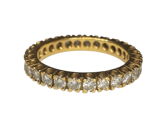 American wedding ring in yellow gold with diamonds