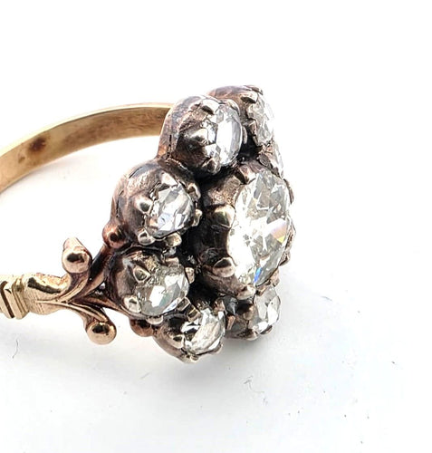 Bague 54 Bague victorienne ancienne sertie de diamants de 2,60 carats provenant de vieilles mines 58 Facettes