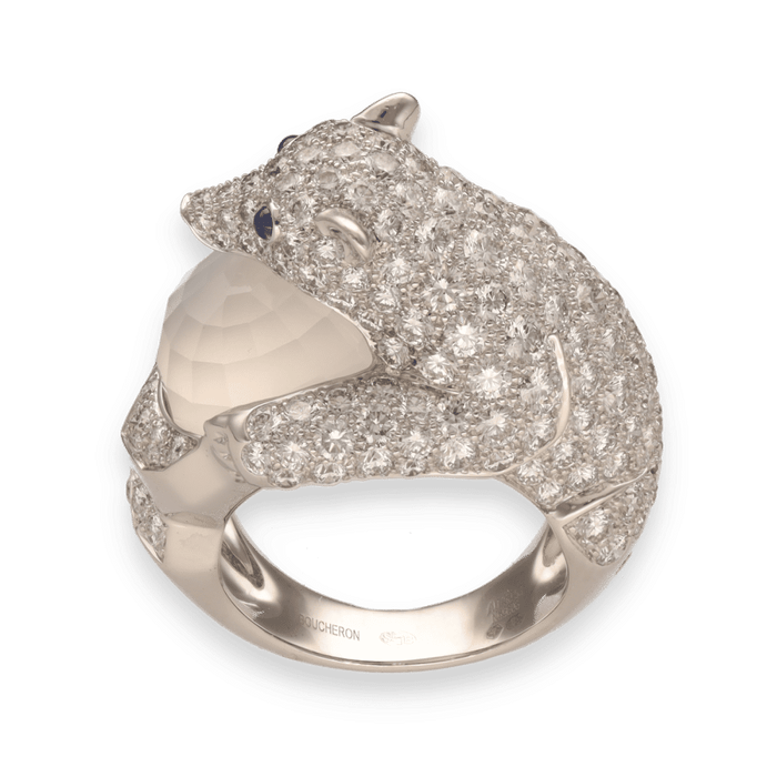 Bague 52 Boucheron - Bague "Collection animaux Ours Nanook" Or Gris Diamants 58 Facettes