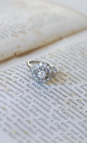 Bague 55.5 Bague Art Deco Diamant Baguette sur Platine 58 Facettes