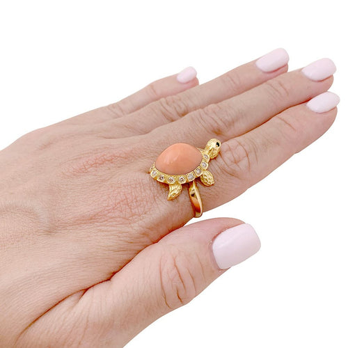 Bague 55 Bague Van Cleef & Arpels, "Tortue", or jaune, diamants, corail. 58 Facettes 33887
