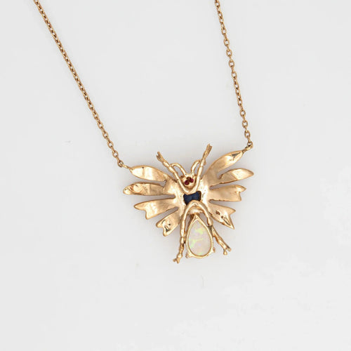 Collier vintage Art Déco Insecte Collier Opale Saphir Graine Perle Rubis 58 Facettes G12652