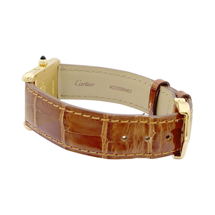 Montre Montre Cartier "Tank Louis Cartier" or jaune, cuir. 58 Facettes 33854