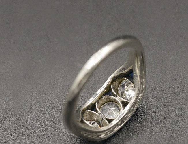 Bague Bague Homme Trilogie diamants saphirs Verneuil 58 Facettes A10587