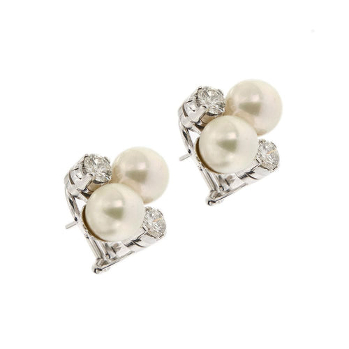 Boucles d'oreilles Boucles d'oreilles perles et diamants 58 Facettes 32450