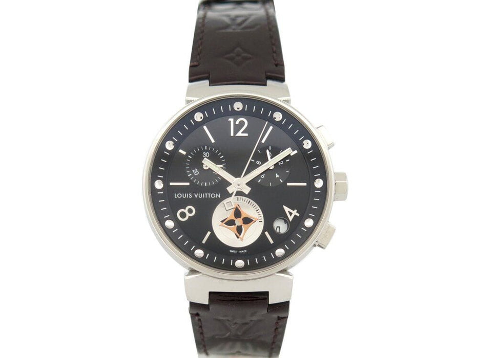 Montre montre LOUIS VUITTON tambour moon star quartz 38 mm chrono en acier 58 Facettes 261363