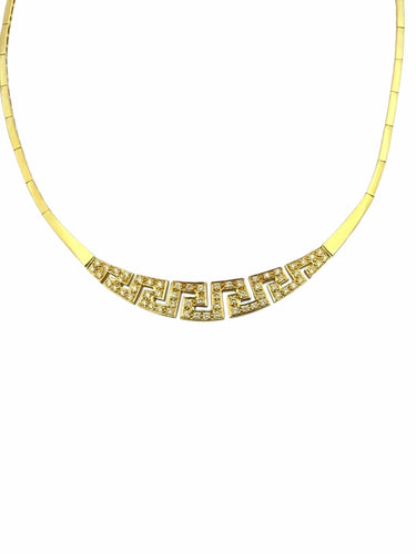 Collier Vintage Italian Chocker Necklace Or jaune et Diamants 58 Facettes