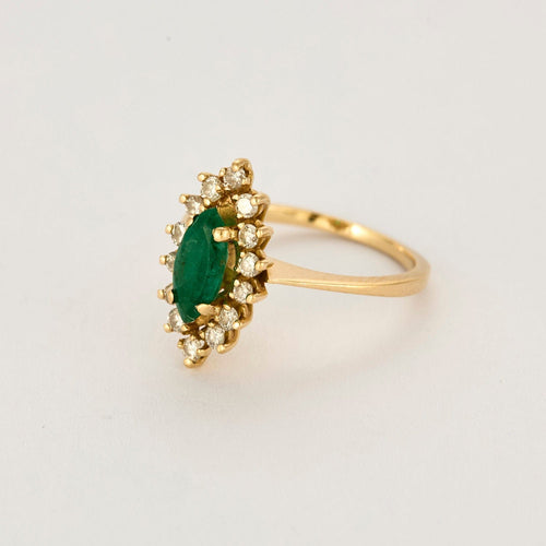 Bague 52,5 Bague marquise or jaune, émeraude et diamants 58 Facettes CHA5547