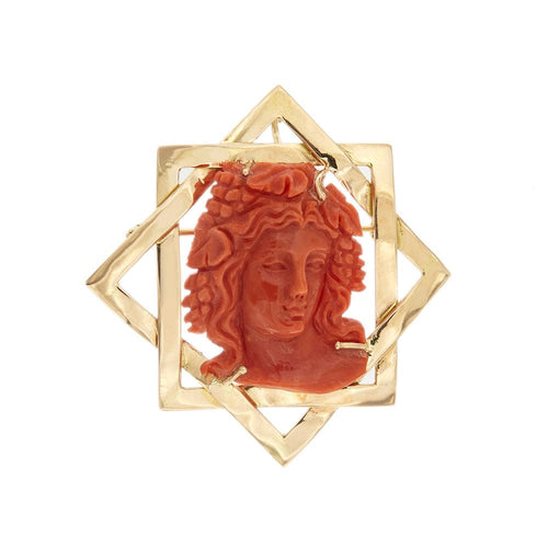 Pendentif Broche pendentif en or rose avec corail 58 Facettes 35138