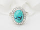 Bague 56 Bague pompadour en or blanc, diamants et Turquoise en cabochon 58 Facettes 33204