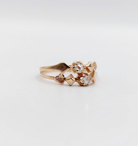 Bague 47 Bague antique toi et moi or rose diamants taille rose (circa 1900) 58 Facettes A06295