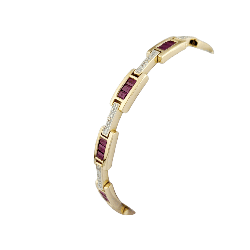 Bracelet Bracelet en or jaune, rubis et diamants 58 Facettes 33380