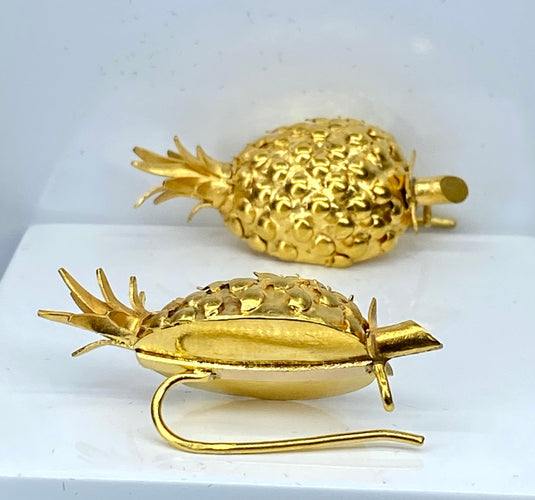 Coppia di orecchini Ananas in oro giallo 